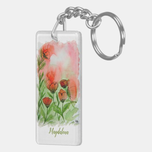 Porte-clés Aquarelle de coquelicots (Dos droit)