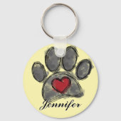 Porte-clés Aquarelle de dessin Amoureux des chiens (Verso)