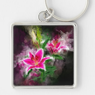 Porte-clés Aquarelle de fleur de Stargazer Lily - bb 02