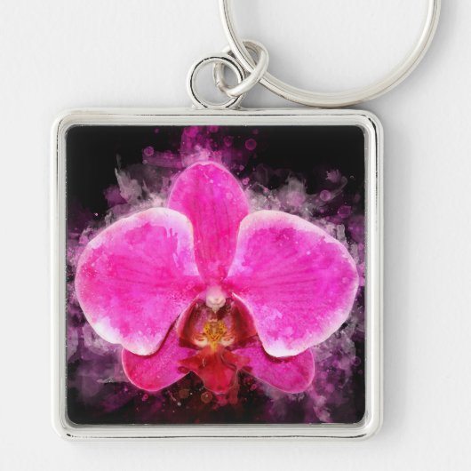 Porte-clés Aquarelle de fleur d'orchidée - rose bb 02 (Devant)