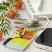 Porte-clés Aquarelle de fleur frangipani tropicale art abstra (Devant droit)