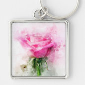 Porte-clés Aquarelle de fleur rose - wb (Devant)