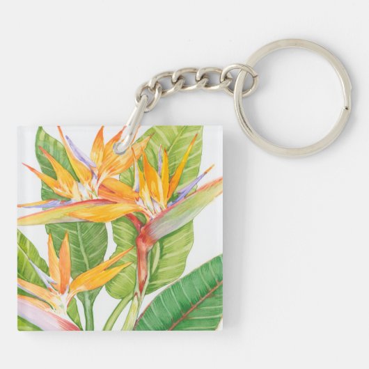 Porte-clés Aquarelle de fleurs exotiques (Dos)