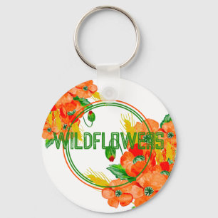 Porte-clés Aquarelle de fleurs sauvages
