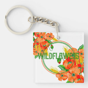 Porte-clés Aquarelle de fleurs sauvages
