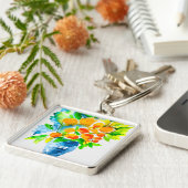 Porte-clés Aquarelle de fruits d'art kumquat orange (Côté)