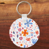 Porte-clés Aquarelle de la feuille de fleurs (Recto)