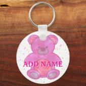Porte-clés Aquarelle de l'ours en peluche rose mou Nom person (Recto)