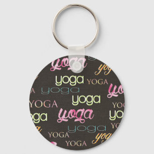 Porte-clés Aquarelle de motif de yoga sur le coton foncé