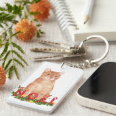 Porte-clés Aquarelle de Noël Tabby Cat (Devant droit)