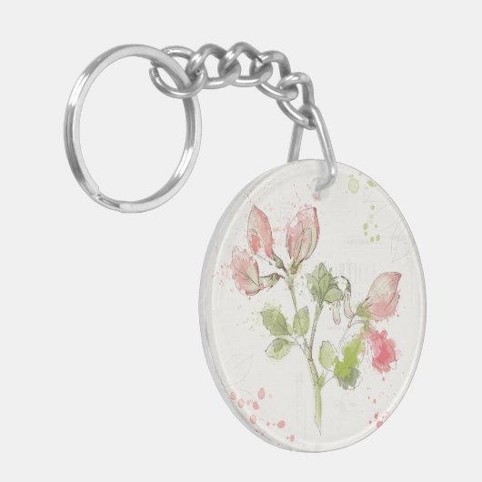 Porte-clés Aquarelle de pois doux (Devant gauche)