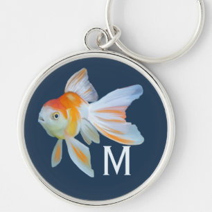 Porte-clés Aquarelle de poisson rouge fantastique Monogramme