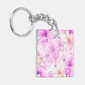 Porte-clés Aquarelle délicate Fleurs roses (Devant gauche)