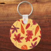 Porte-clés Aquarelle des feuilles rouges (Recto)