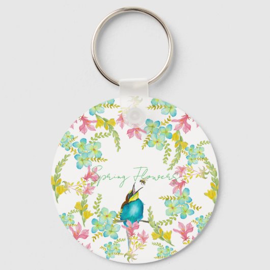 Porte-clés Aquarelle des fleurs de printemps (Recto)