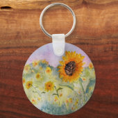 Porte-clés Aquarelle des fleurs de soleil (Recto)