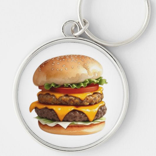 Porte-clés Aquarelle Dessin de Cheeseburger (Devant)