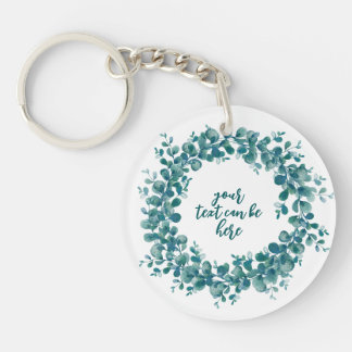 Porte-clés Aquarelle d'eucalyptus verdure couronne