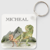 Porte-clés Aquarelle Dinosaure T-Rex Tyrannosaurus nom (Dos)