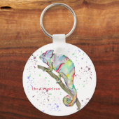 Porte-clés Aquarelle drôle caméléon (Recto)