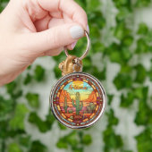 Porte-clés Aquarelle du désert de l'Arizona Cactus (Main)