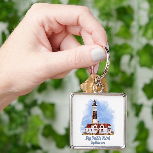 Porte-clés Aquarelle du phare de Big Sable Point - Michigan