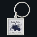 Porte-clés Aquarelle Elephant Art Wild et libre Personnalisé<br><div class="desc">Élégant et élégant lovers personalised keychain.</div>