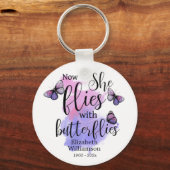 Porte-clés Aquarelle Elle vole Avec Des Papillons Mémorial (Verso)