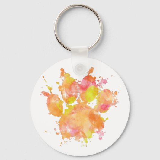 Porte-clés Aquarelle Empreinte de patte de chien (Recto)