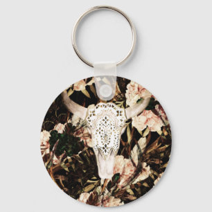 Porte-clés Aquarelle ethnique : arrière - plan floral rétro.