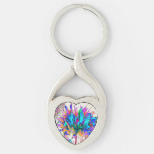 Porte-clés Aquarelle étonnante Rainbow Cactus Dahlia