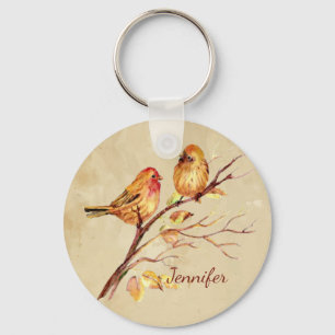 Porte-clés Aquarelle Finch Oiseau Nature Art