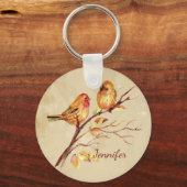 Porte-clés Aquarelle Finch Oiseau Nature Art (Recto)