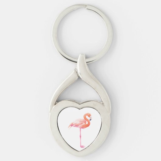 Porte-clés aquarelle Flamant rose (Devant)