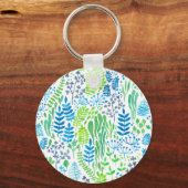 Porte-clés Aquarelle fleurie doodles blanc (Recto)