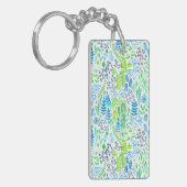 Porte-clés Aquarelle fleurie doodles blanc (Devant gauche)