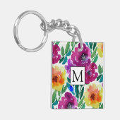 Porte-clés Aquarelle Fleurs Maroon et Jaune (Devant gauche)