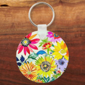 Porte-clés Aquarelle Fleurs Monogrammes (Verso)