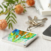 Porte-clés aquarelle florale Abstraite (Côté)