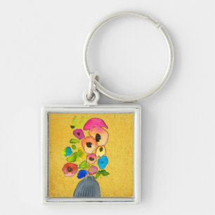 Porte-clés Aquarelle florale art floral moderne