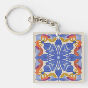 Porte-clés Aquarelle florale colorée