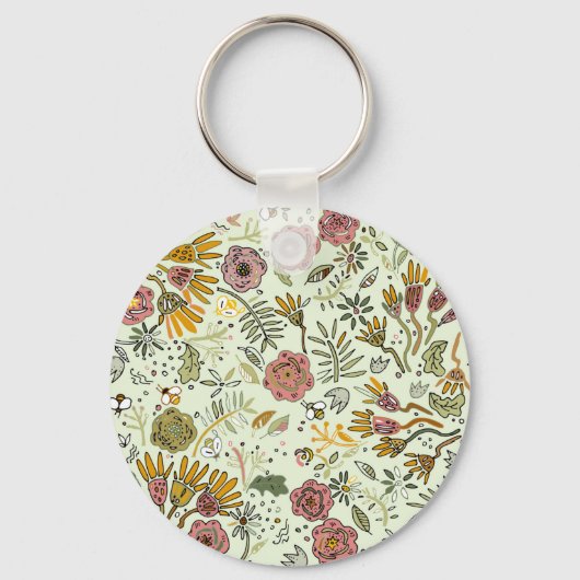Porte-clés Aquarelle Florale Fleurs d'abeille Élégante Modern (Recto)