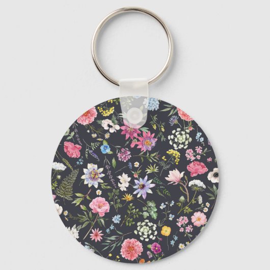 Porte-clés Aquarelle Florale : Motif d'été doux. (Recto)