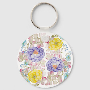 Porte-clés Aquarelle florale motif élégant