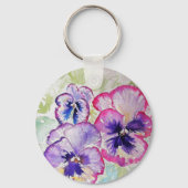 Porte-clés Aquarelle florale violette Pansy rose (Verso)