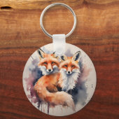 Porte-clés Aquarelle Fox Duo (Recto)