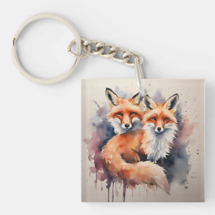 Porte-clés Aquarelle Fox Duo
