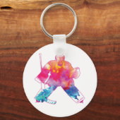 Porte-clés aquarelle gardien de but de hockey sur (Recto)