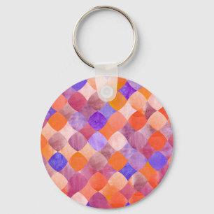 Porte-clés Aquarelle géométrique, écailles de poissons arabes