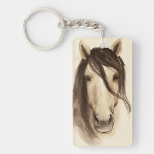 Porte-clés Aquarelle Grange Animaux   Cheval